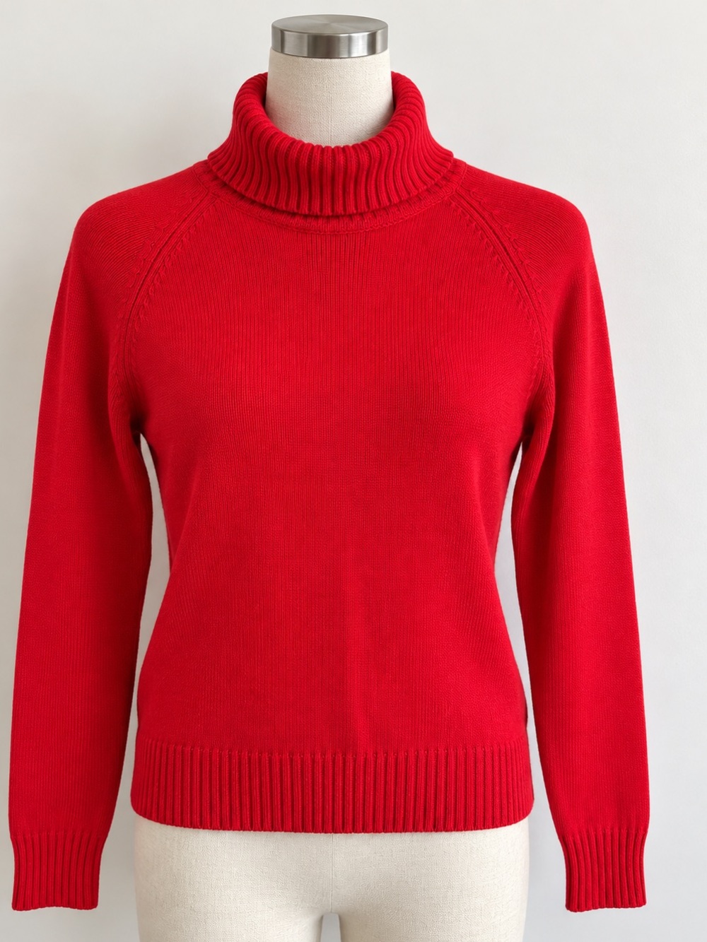 Jeanne Pierre Red 100% Cotton Turtleneck Sweater Size S
